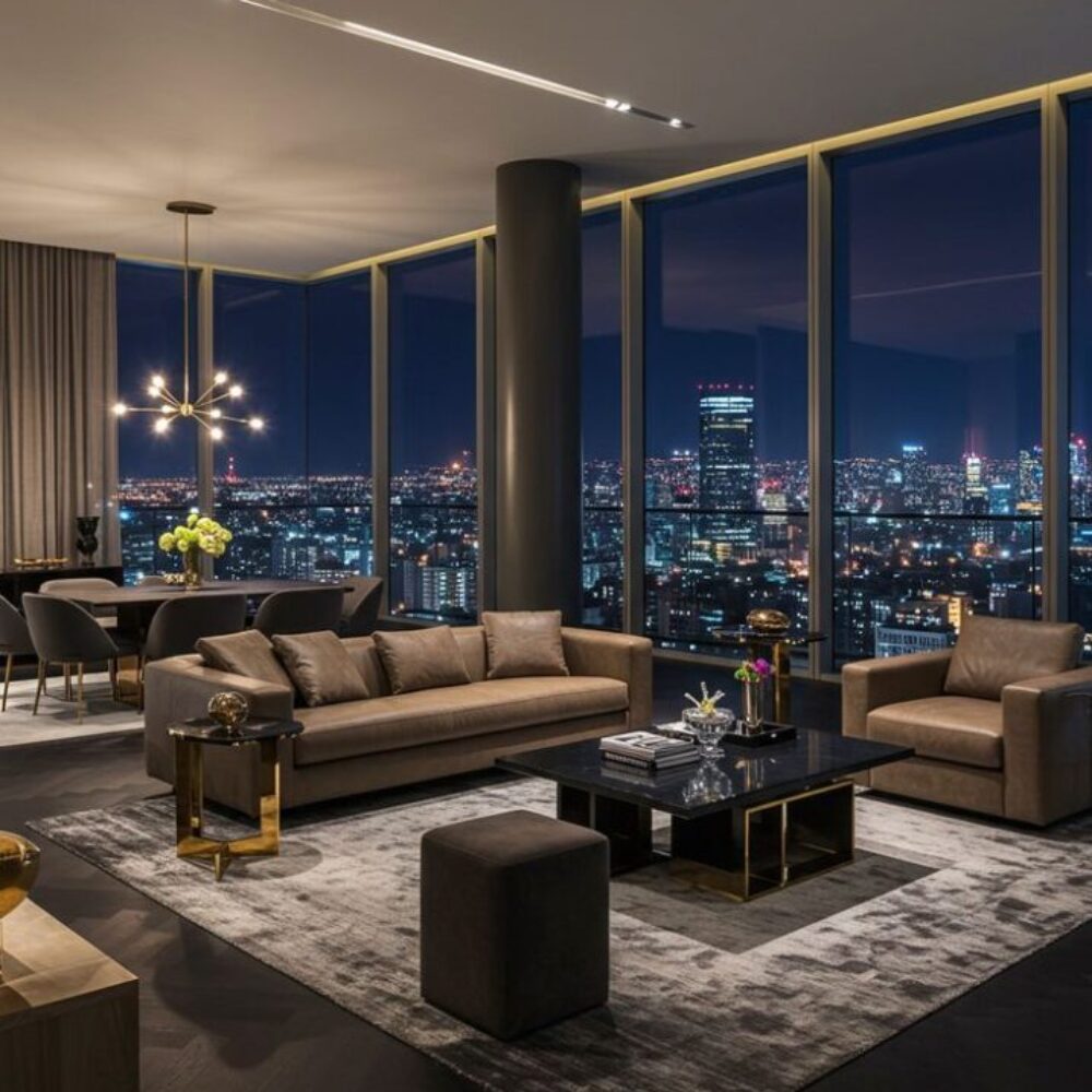 Penthouse Apartments Experience the height of sophistication with panoramic city views and modern luxury amenities.